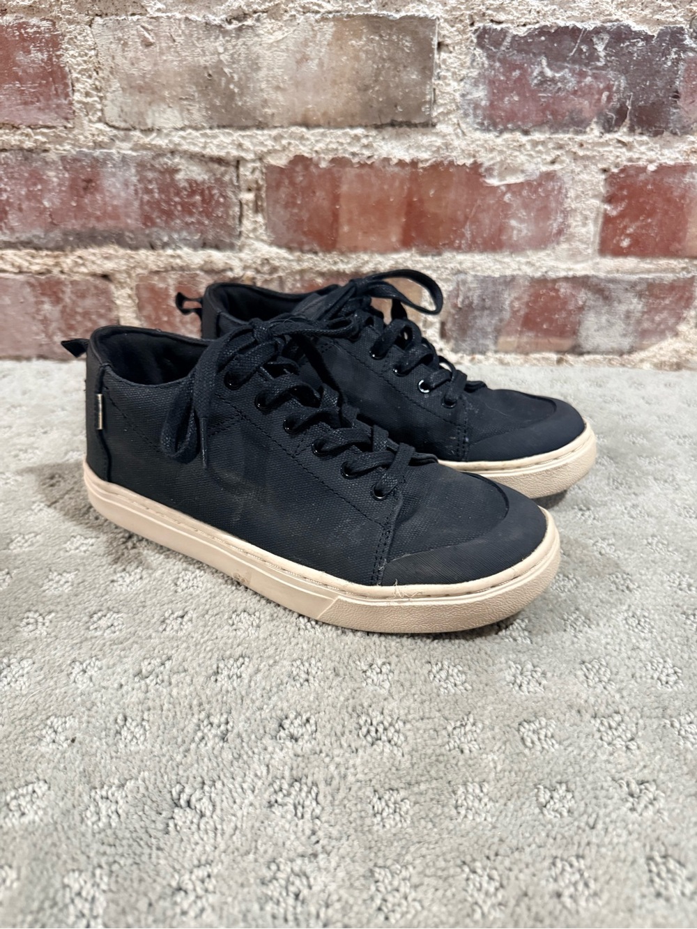 Toms Black Canvas Low-Top Sneakers with Cream Sole